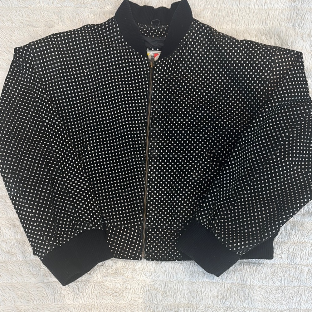 Wilson’s leather vintage suede Black and White Polka Dot Jacket